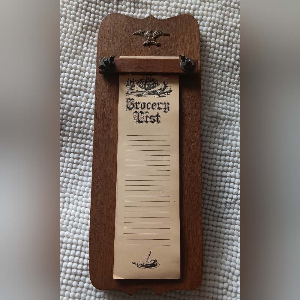 Vintage Grocery List Wooden Wall Hanging.